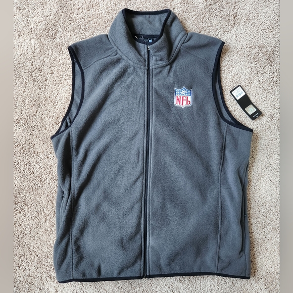 NEW NFL Vest Fleece Gray Men's SMALL Sleeveless Jacket NFL.com $95 Retail 126673 - Picture 1 of 2